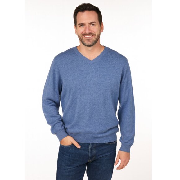 Peter Millar Sweater Mens XL Blue Pure Cashmere Pullover V Neck Soft Luxury Knit - Picture 1 of 4